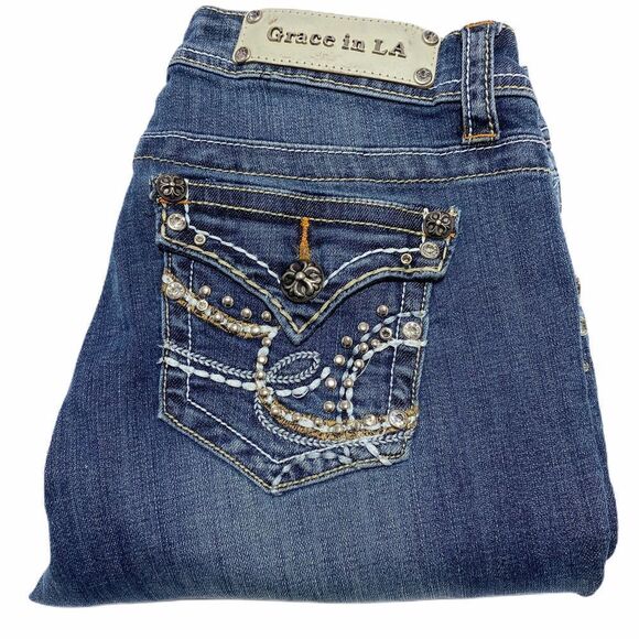 GRACE in LA Embellished Skinny Jeans sz 11 - Picture 14 of 15